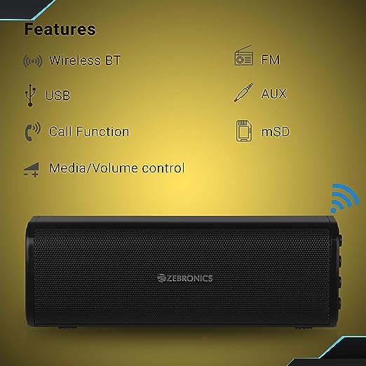 Zebronics ZEB-VITA Wireless Bluetooth 10W Portable Bar Speaker With Supporting USB, SD Card, AUX, FM, TWS & Call Function (Black) Zebronics ZEB-VITA Wireless Bluetooth 10W Portable Bar Speaker With Supporting USB, SD Card, AUX, FM, TWS & Call Function (Black)